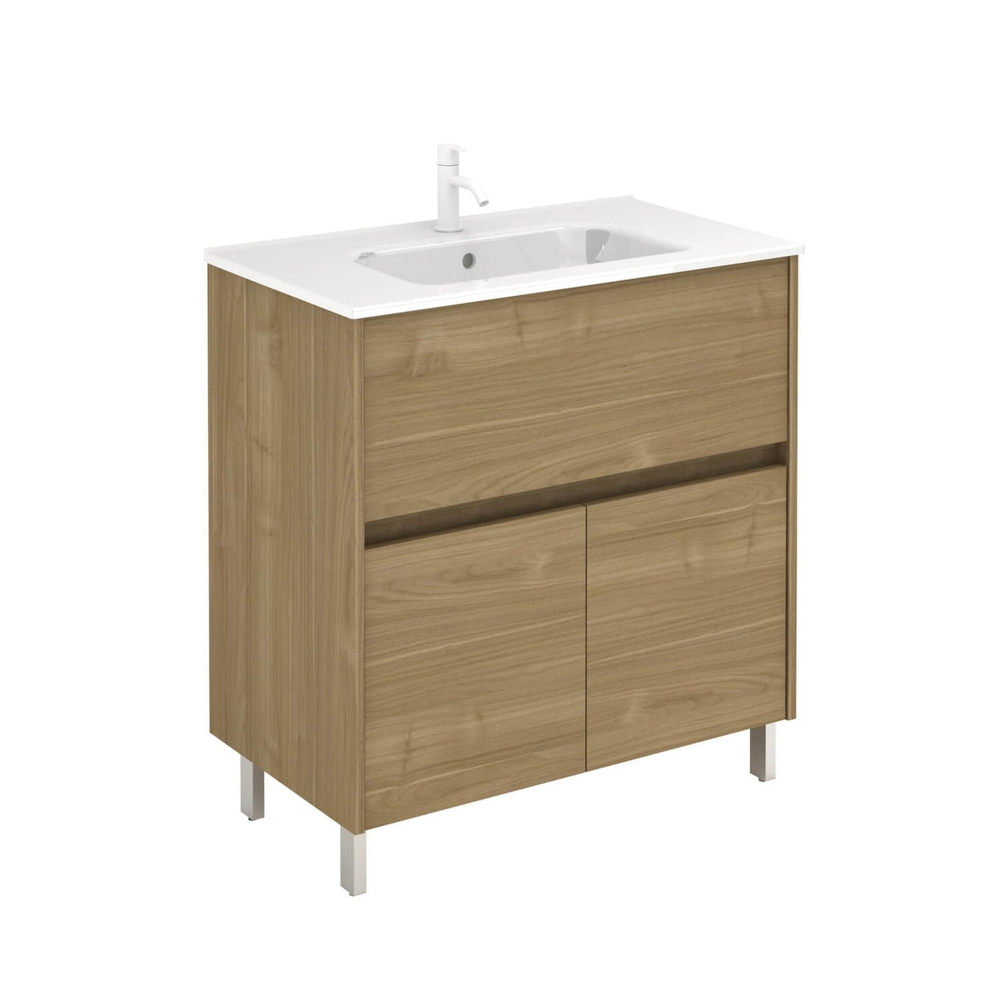 Royo Band 32" x 18" Toffee Walnut Modern Freestanding Vanity With 1 Drawer and 2 Doors