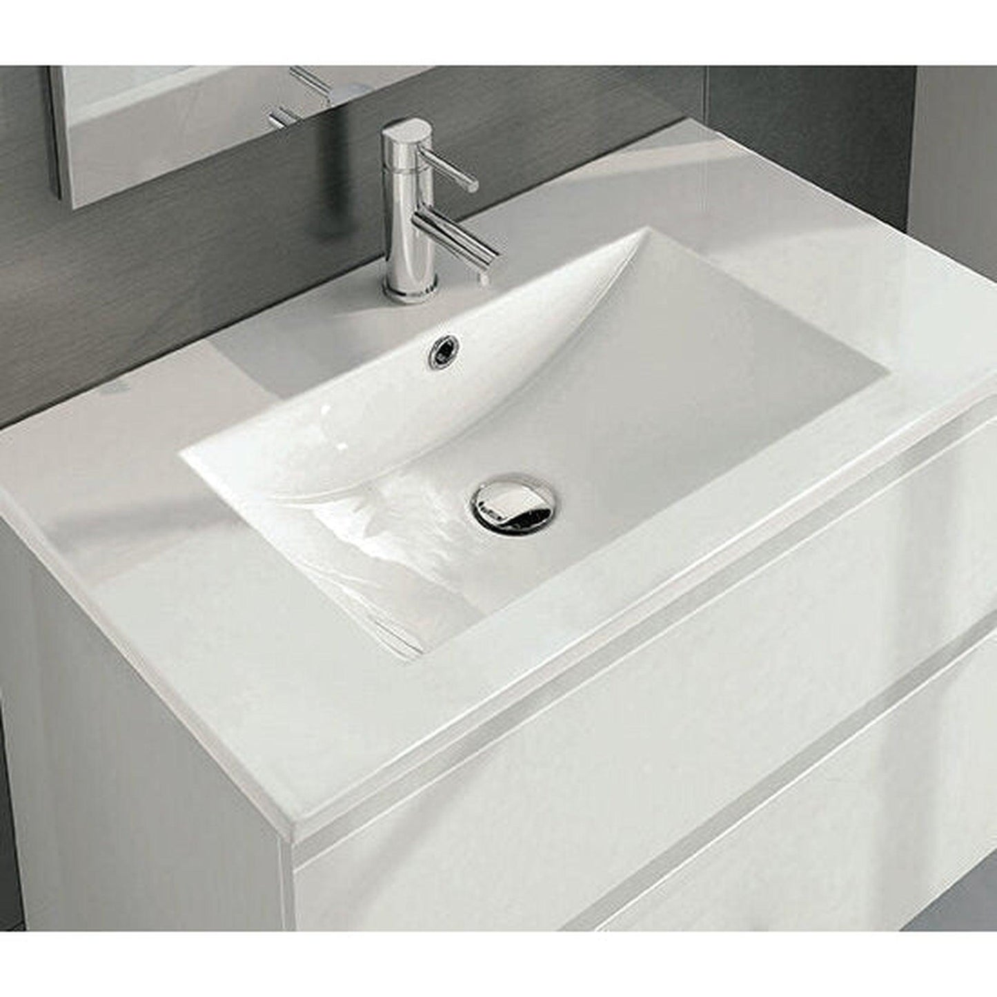 Royo Block 18" x 13" Modern Rectangle Sand Matt Ceramic Vessel Sink