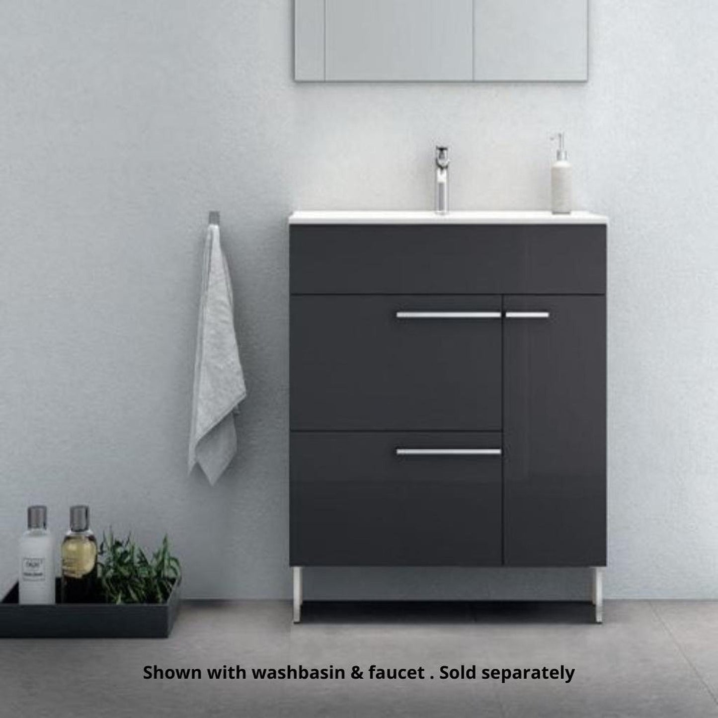 Royo Confort 24" x 18" Anthracite Modern Freestanding Vanity 2 Drawers and 1 Door