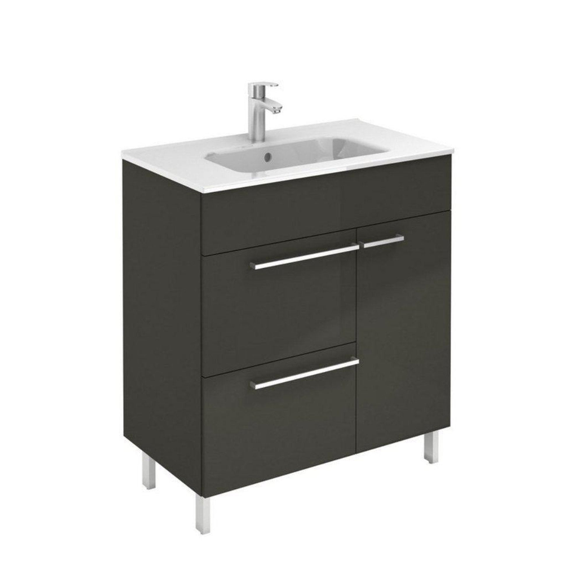 Royo Confort 28" x 18" Anthracite Modern Freestanding Vanity WIth 2 Drawers and 1 Door