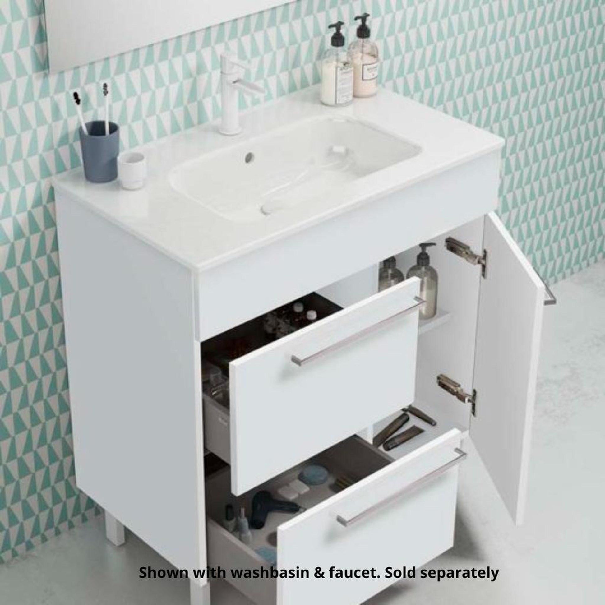 Royo Confort 32" x 18" White Modern Freestanding Vanity With 2 Drawers and 1 Door