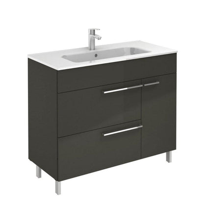 Royo Confort 40" x 18" Anthracite Modern Freestanding Vanity With 2 Drawers and 1 Door