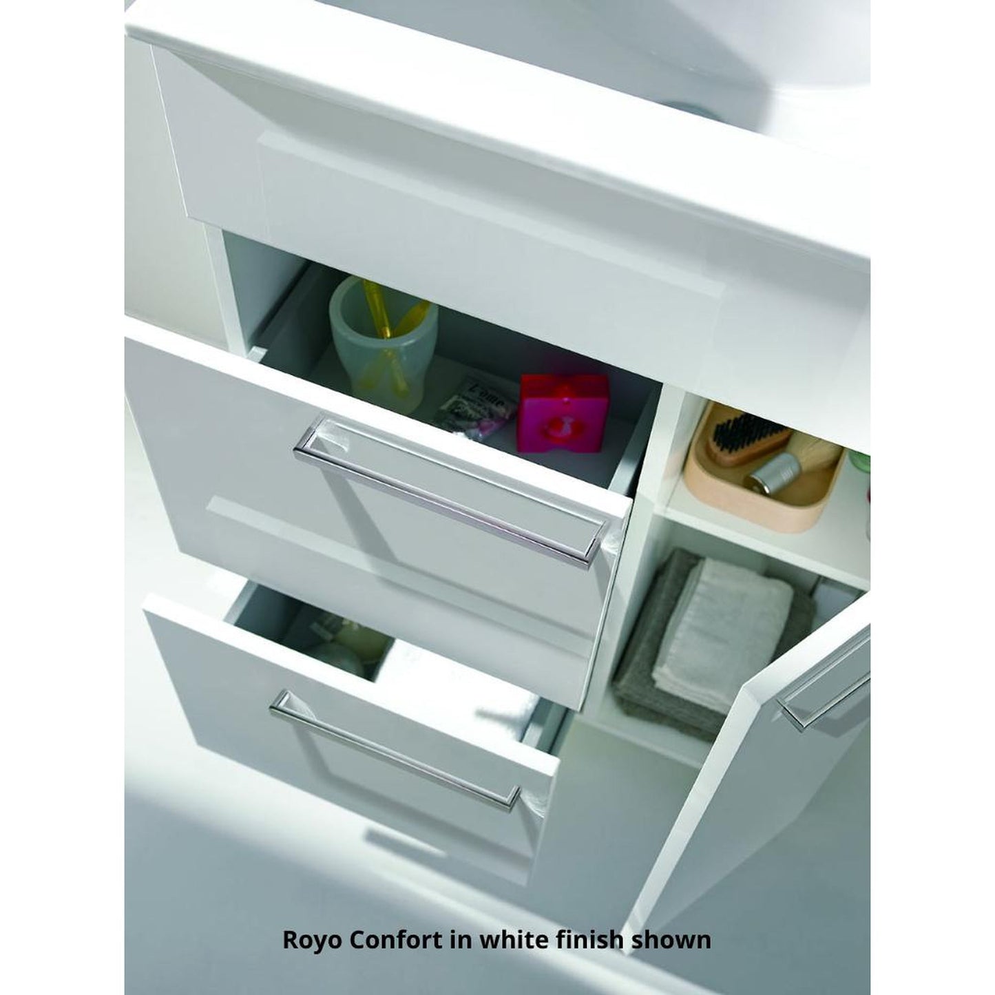 Royo Confort 40" x 18" White Modern Freestanding Vanity With 2 Drawers and 1 Door