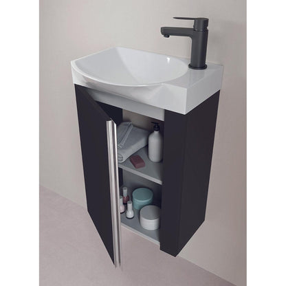 Royo Elegance 18" x 10" Anthracite Modern Wall-mounted Vanity Set With 1 Door Sink and Mirror