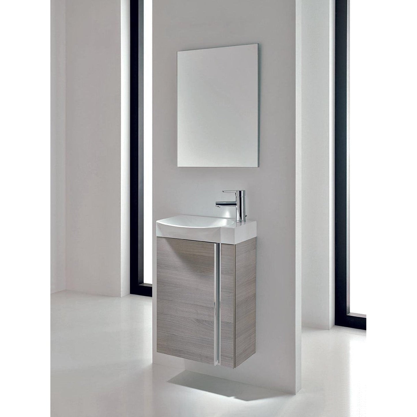 Royo Elegance 18" x 10" Sandy Gray Modern Wall-mounted Vanity Set With Sink 1 Door and Mirror