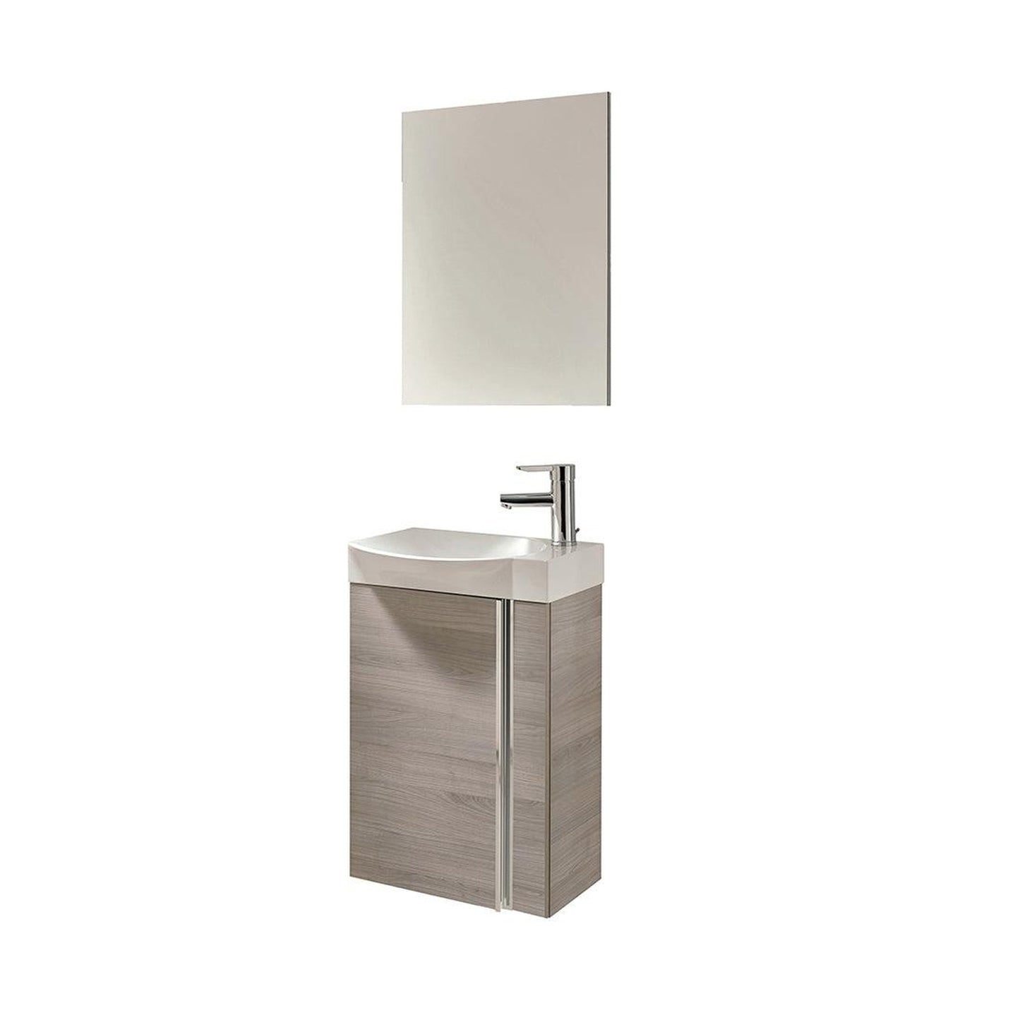 Royo Elegance 18" x 10" Sandy Gray Modern Wall-mounted Vanity Set With Sink 1 Door and Mirror