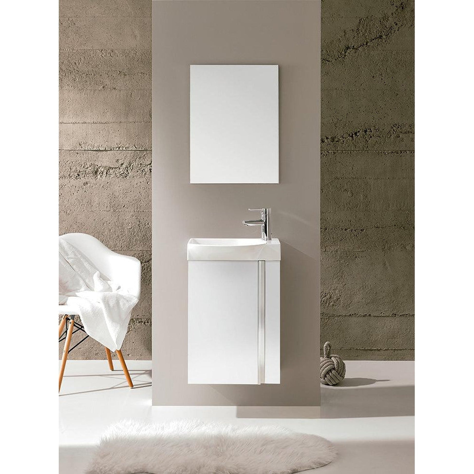 Royo Elegance 18" x 10" White Modern Wall-mounted Vanity Set With 1 Door Sink and Mirror