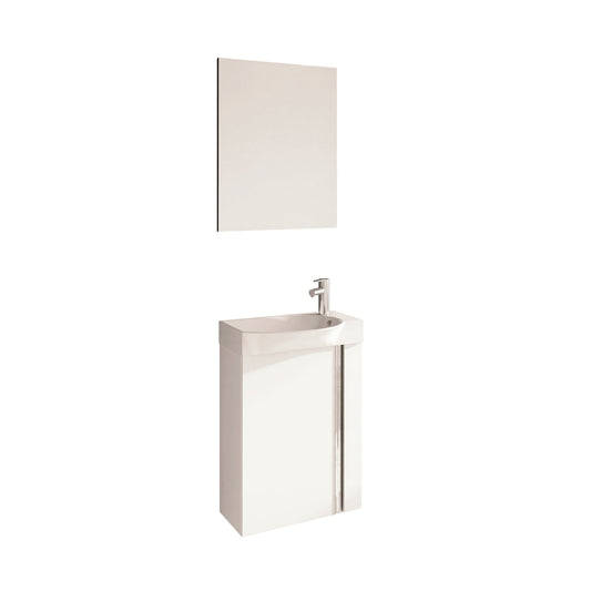 Royo Elegance 18" x 10" White Modern Wall-mounted Vanity Set With 1 Door Sink and Mirror