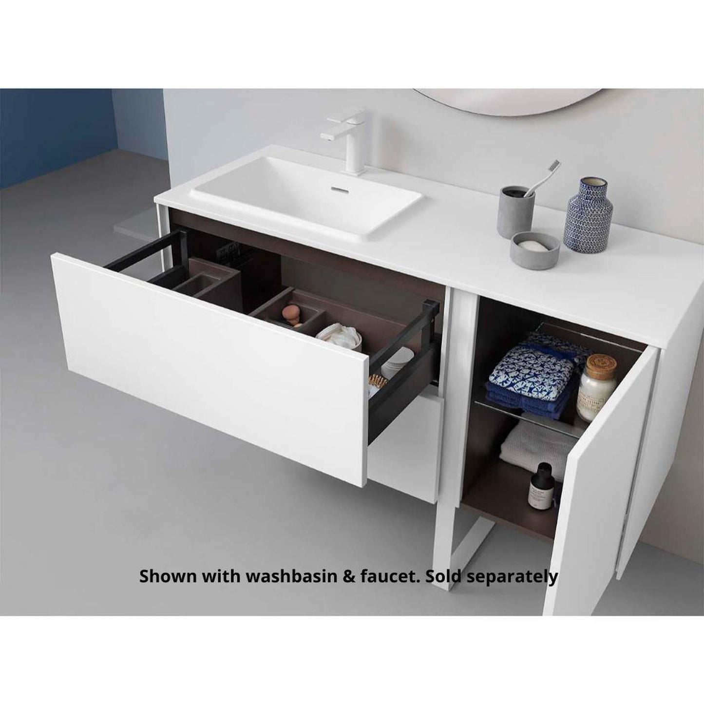 Royo Go On 36" x 18" Matt White Modern Wall-mounted Vanity With 2 Drawers and 1 Door