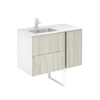 Royo Go On 36" x 18" Nature White Modern Wall-mounted Vanity With 2 Drawers and 1 Door