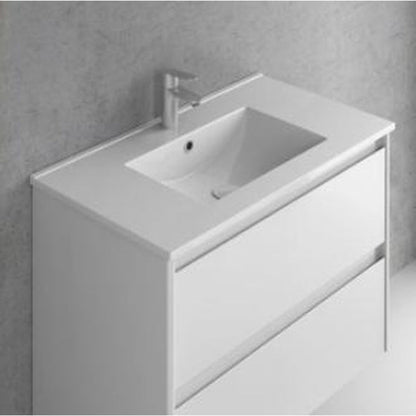 Royo Kyra 32" x 18" Modern Rectangle Gloss White Ceramic Center Sink