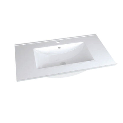 Royo Kyra 32" x 18" Modern Rectangle Gloss White Ceramic Center Sink