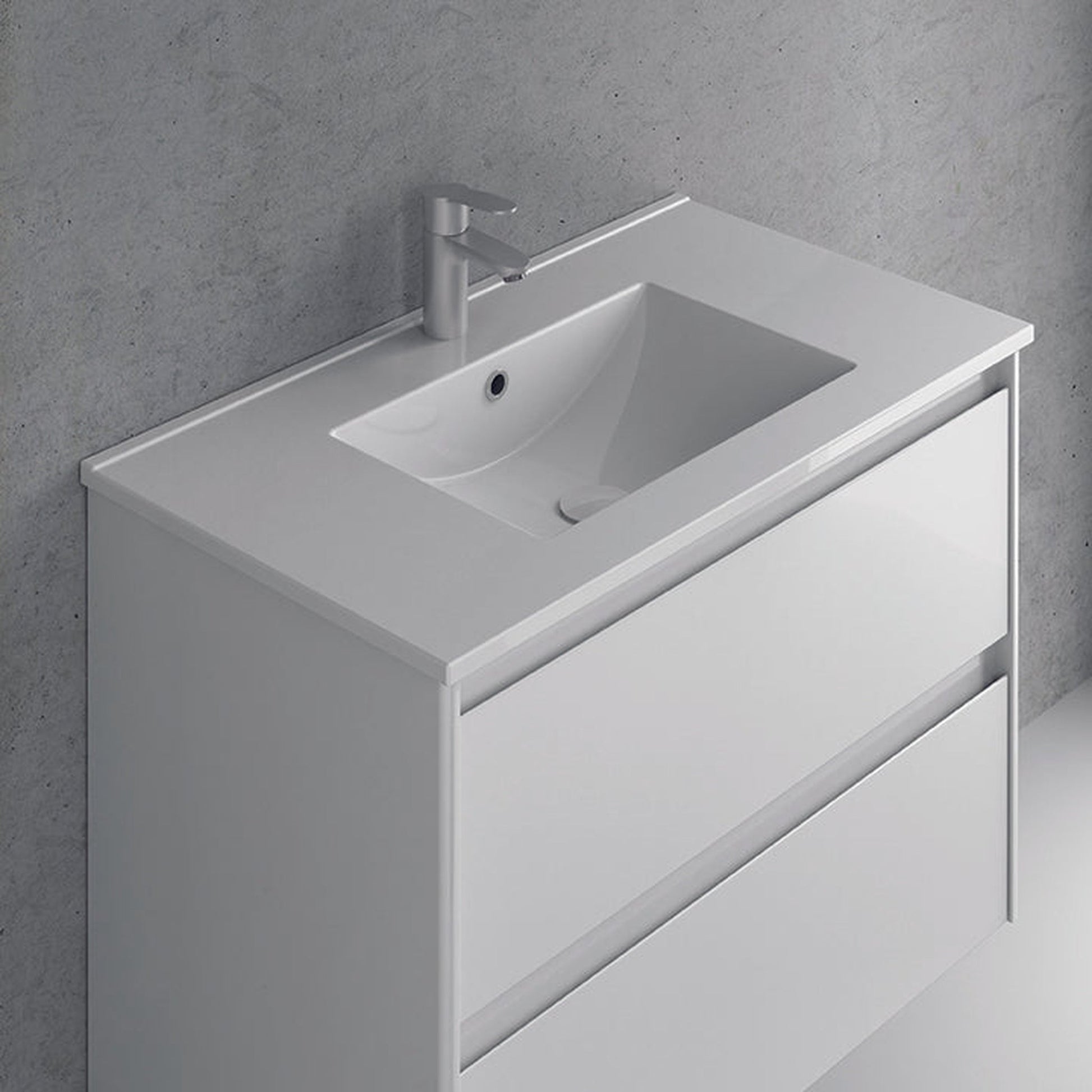 Royo Kyra 40" x 18" Modern Rectangle Gloss White Ceramic Center Sink