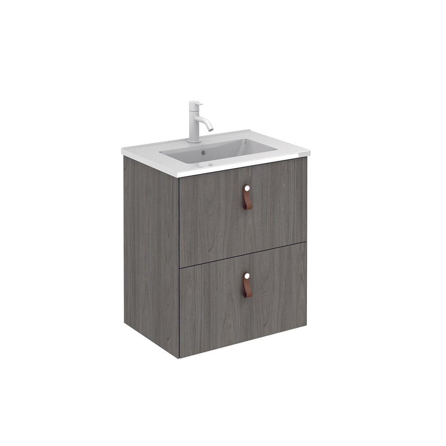 Royo Little 20" x 14" Gray Elm Modern Wall-mounted Vanity With 2 Drawers