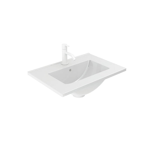 Royo Little 20" x 14" Modern Rectangle Gloss White Ceramic Center Sink