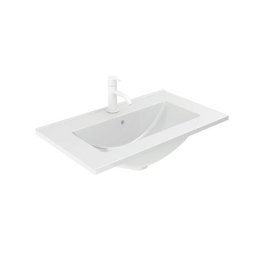 Royo Little 24" x 14" Modern Rectangle Gloss White Ceramic Center Sink
