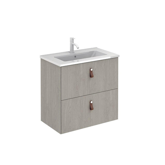 Royo Little 24" x 14" White Oak Modern Wall-mounted Vanity With 2 Drawers