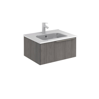 Royo Mio 24" x 18" Gray Elm Modern Wall-mounted Vanity With 1 Drawer and Sand Handle