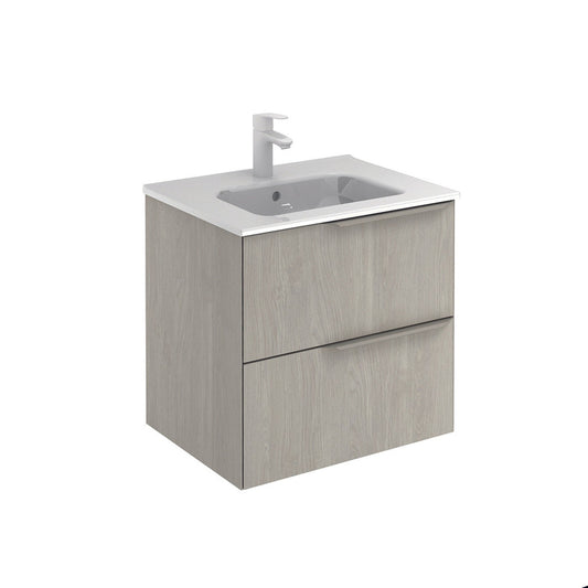 Royo Mio 24" x 18" White Oak Modern Wall-mounted Vanity With 2 Drawers and Sand Handle
