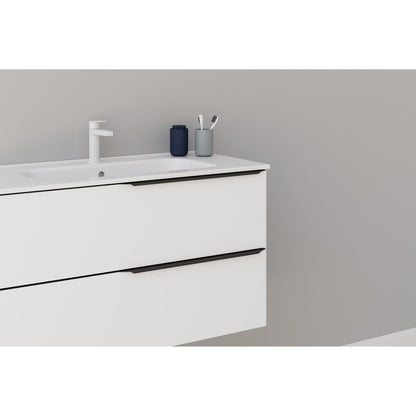 Royo Mio 32" x 18" Matt White Modern Wall-mounted Vanity With 2 Drawers and Matt Black Handle