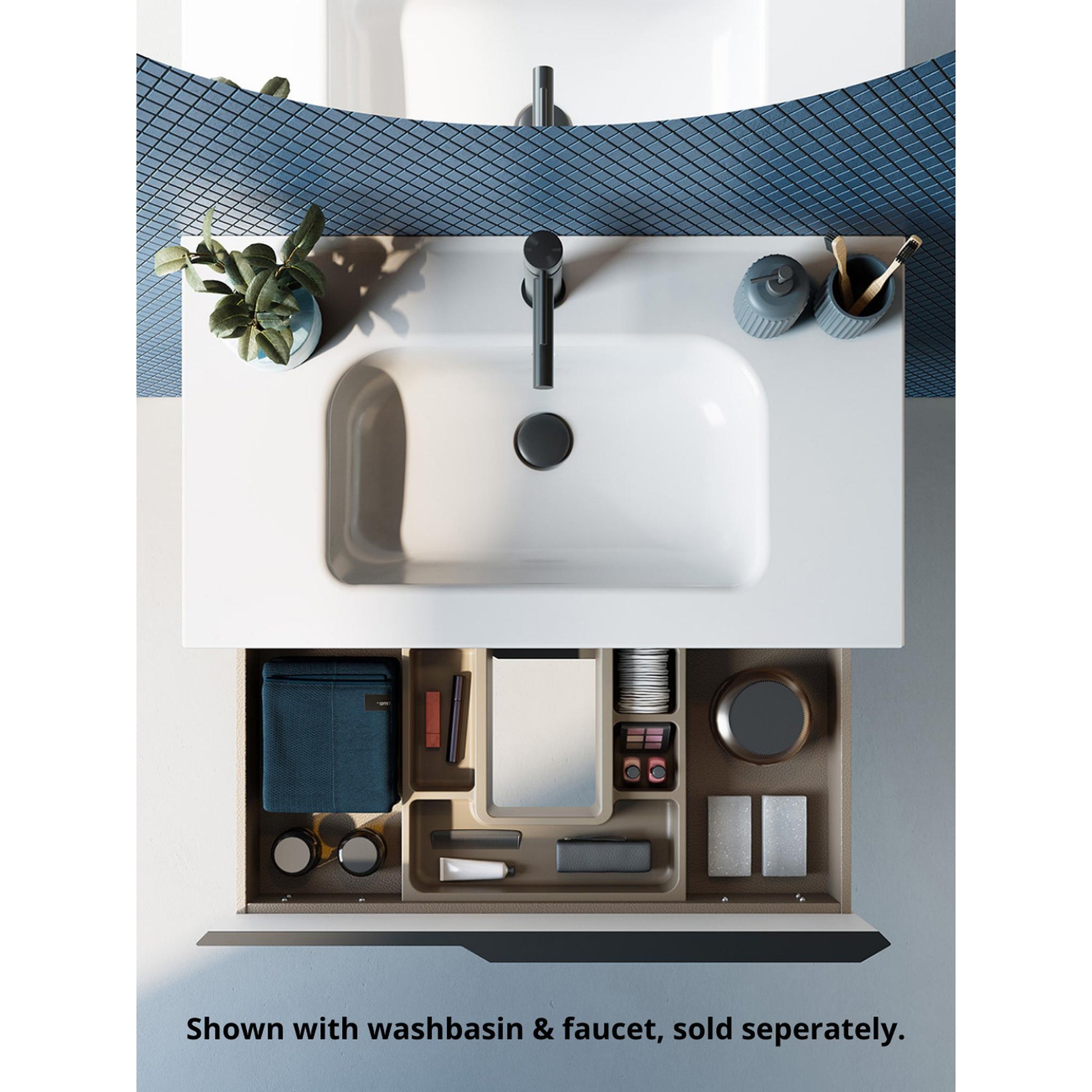 Royo Mio 32" x 18" Sand Matt Modern Wall-mounted Vanity With 2 Drawers and Sand Handle