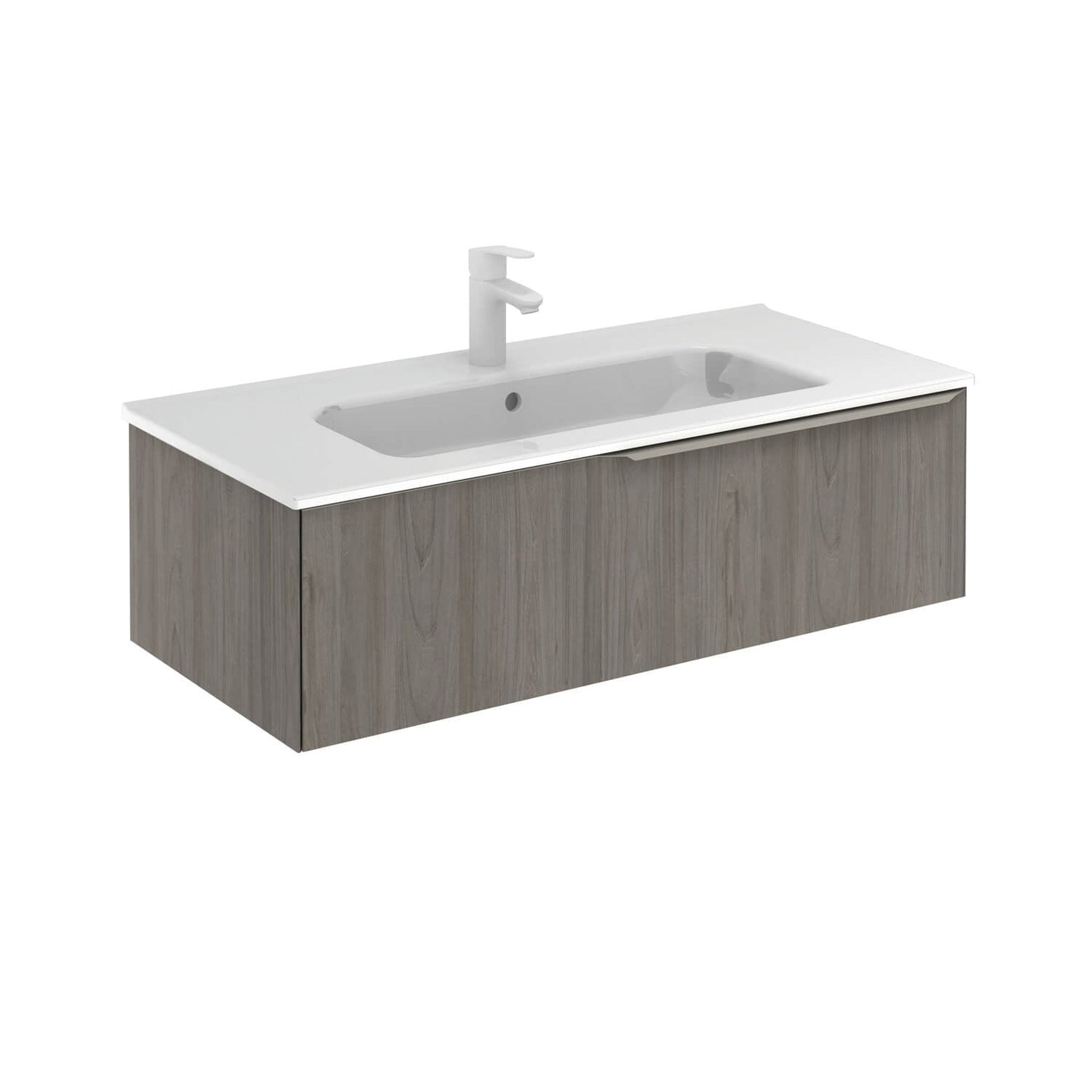 Royo Mio 40" x 18" Gray Elm Modern Wall-mounted Vanity With 1 Drawer and Sand Handle