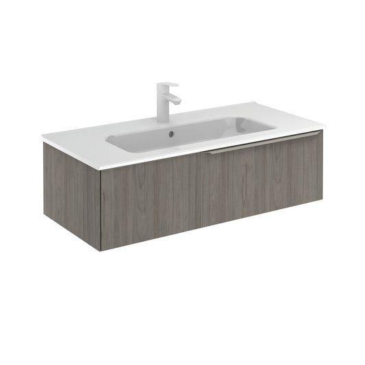 Royo Mio 40" x 18" Gray Elm Modern Wall-mounted Vanity With 1 Drawer and Sand Handle