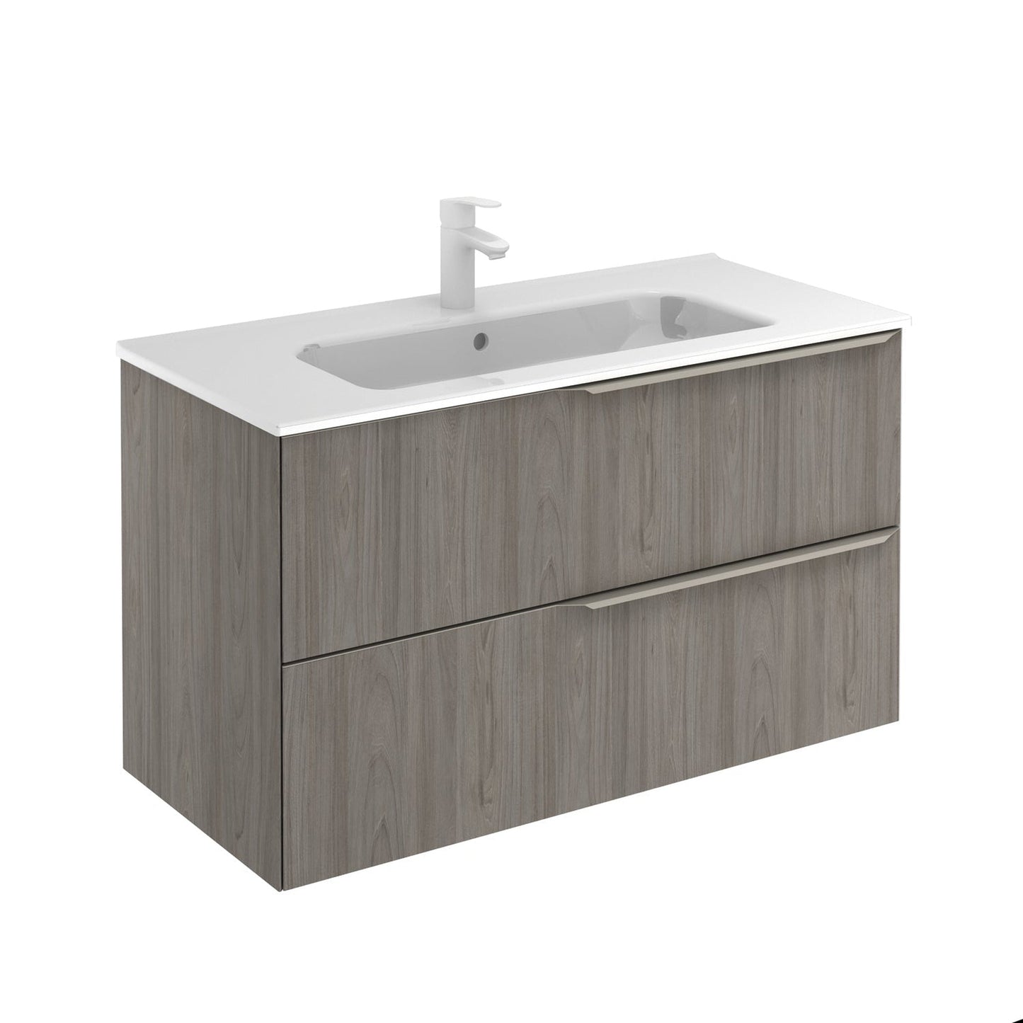 Royo Mio 40" x 18" Gray Elm Modern Wall-mounted Vanity With 2 Drawers and Sand Handle