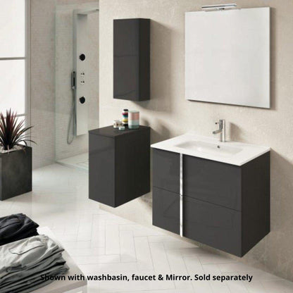 Royo Onix+ 24" x 18" Anthracite Modern Wall-mounted Vanity With 2 Doors and Chrome Handle