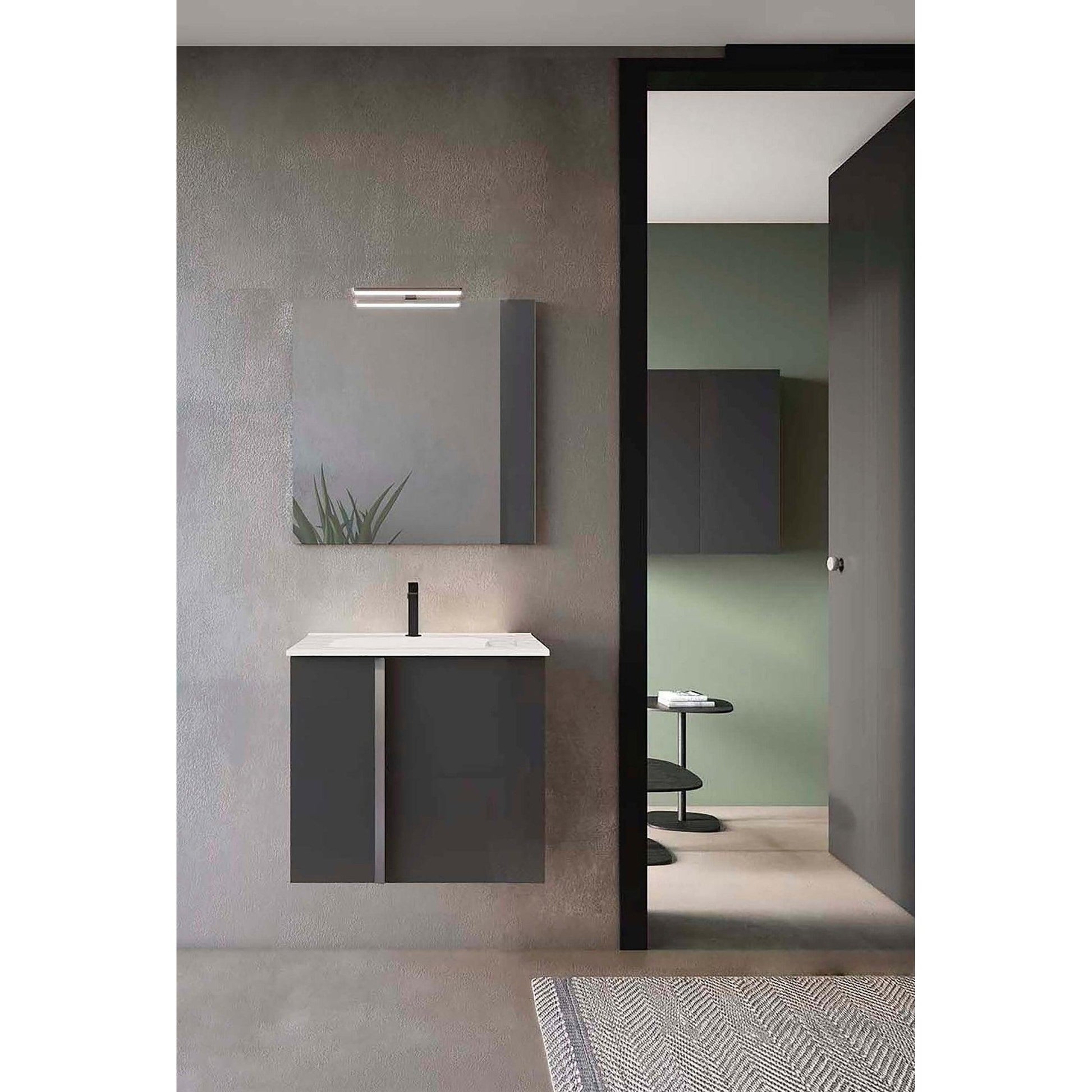 Royo Onix+ 24" x 18" Anthracite Modern Wall-mounted Vanity With 2 Doors and Chrome Handle