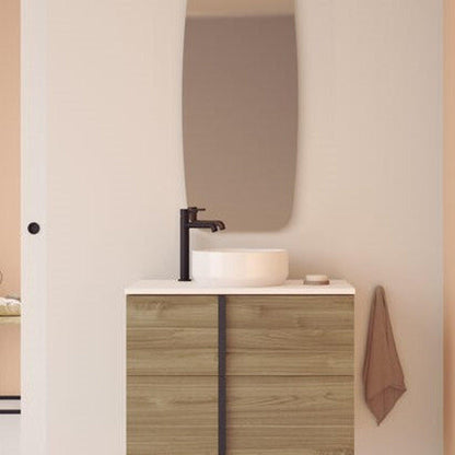 Royo Onix+ 32" x 18" Toffee Walnut Modern Wall-mounted Vanity With 2 Drawers and Matt Black Handle