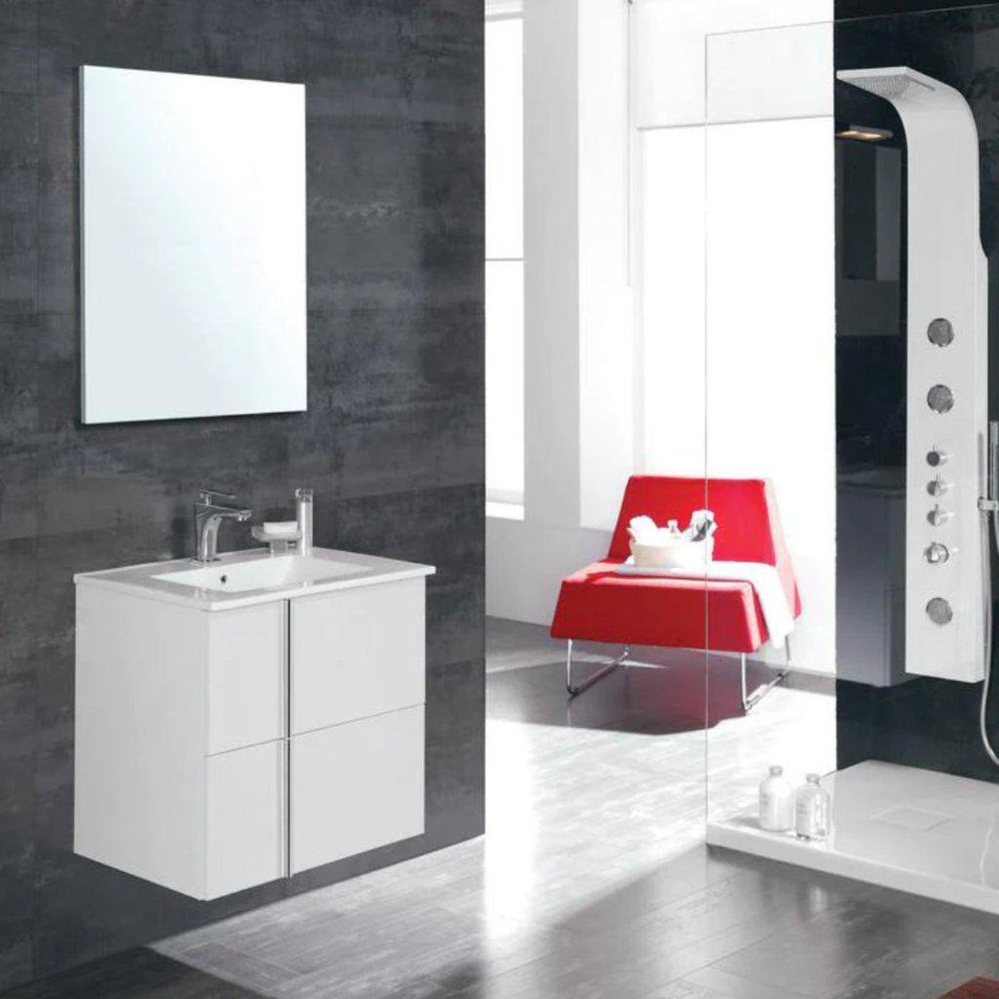 Royo Onix+ 32" x 18" White Modern Wall-mounted Vanity With 2 Drawers and Chrome Handle