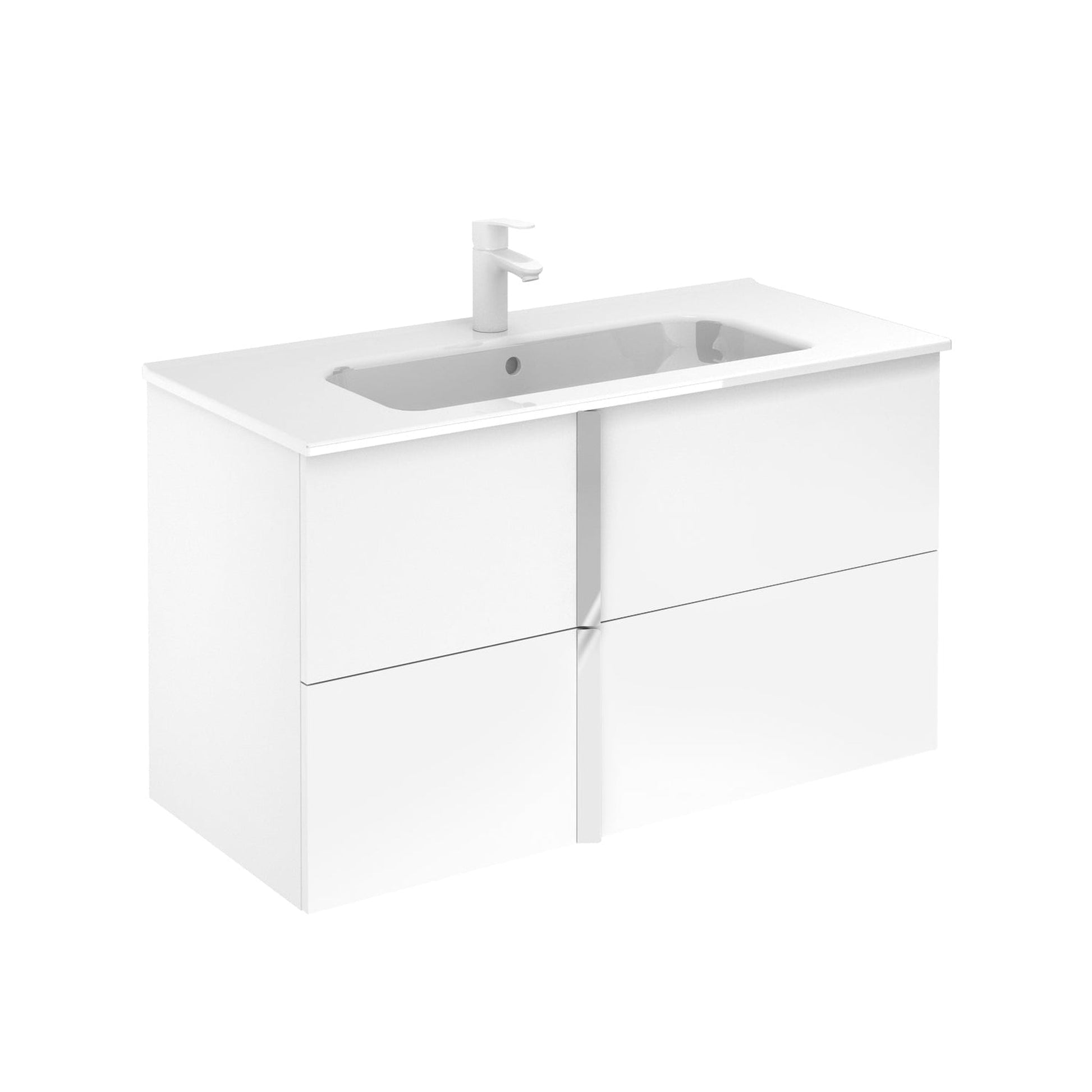 Royo Onix+ 40" x 18" White Modern Wall-mounted Vanity With 2 Drawers and Chrome Handle