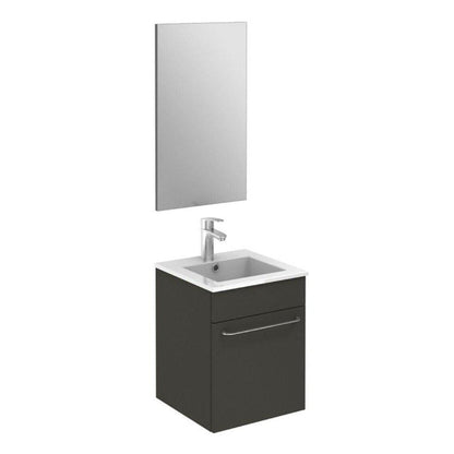 Royo Qubo 16" x 16" Anthracite Modern Wall-mounted Vanity Set With 1 Door Sink and Mirror