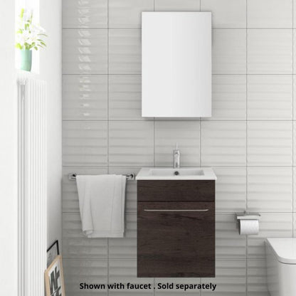 Royo Qubo 16" x 16" Essence Wenge Modern Wall-mounted Vanity Set With 1 Door Sink and Mirror
