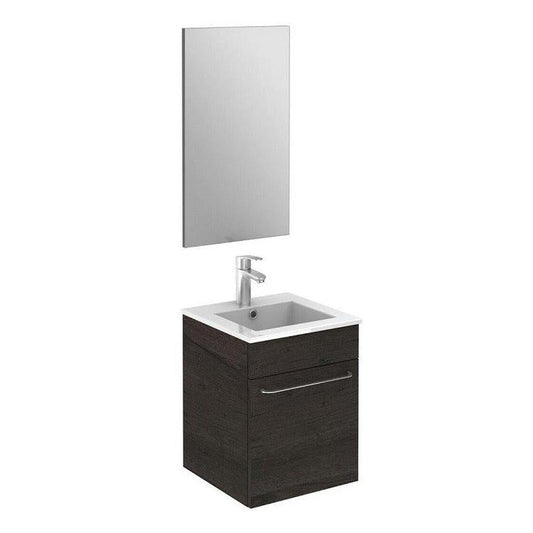 Royo Qubo 16" x 16" Essence Wenge Modern Wall-mounted Vanity Set With 1 Door Sink and Mirror