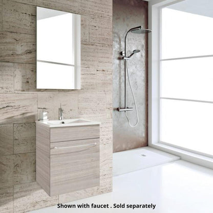 Royo Qubo 16" x 16" Sandy Gray Modern Wall-mounted Vanity Set With 1 Door Sink and Mirror
