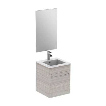 Royo Qubo 16" x 16" Sandy Gray Modern Wall-mounted Vanity Set With 1 Door Sink and Mirror