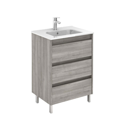 Royo Sansa 24" x 18" Sandy Gray Modern Freestanding Vanity With 3 Drawers