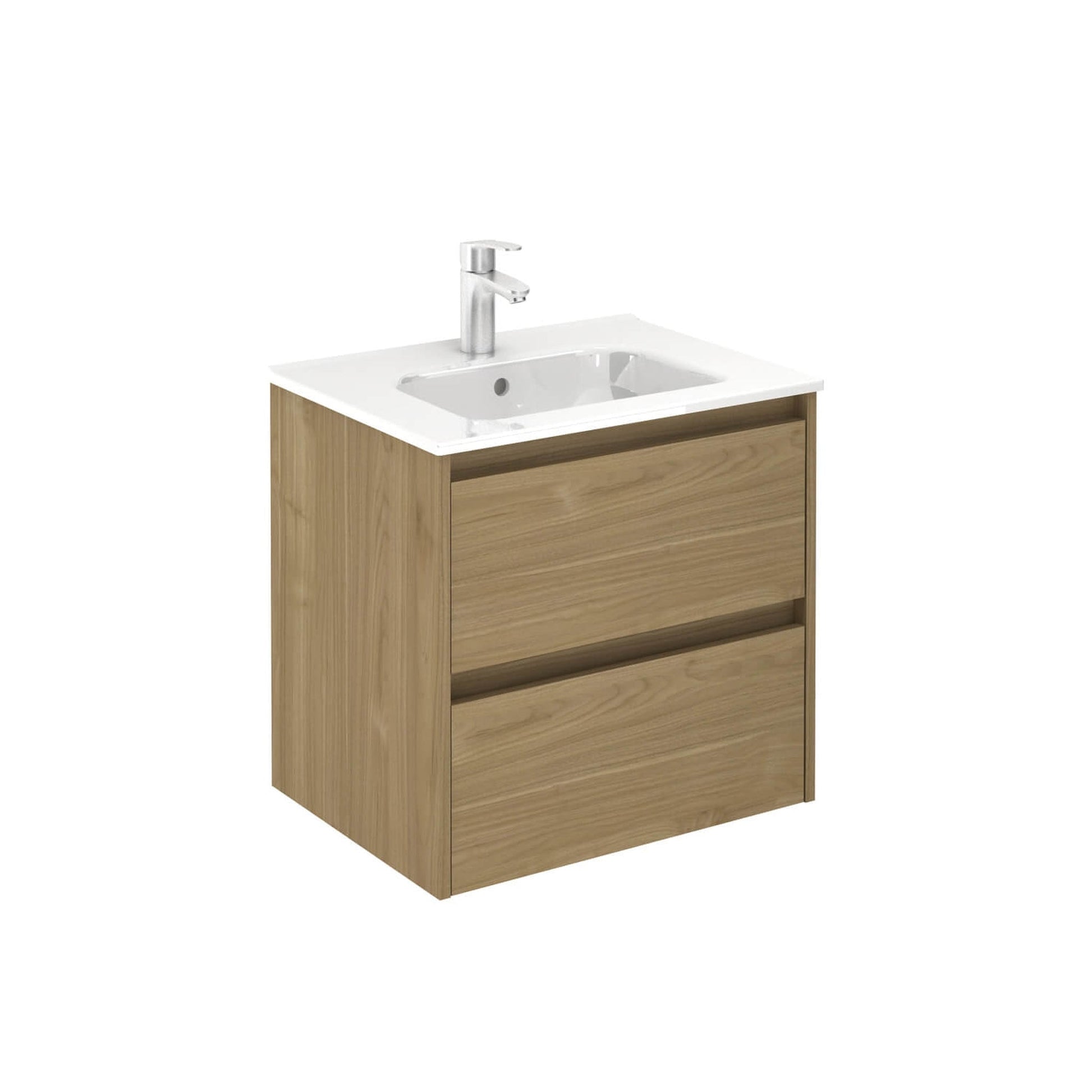 Royo Sansa 24" x 18" Toffee Walnut Modern Wall-mounted Vanity With 2 Drawers