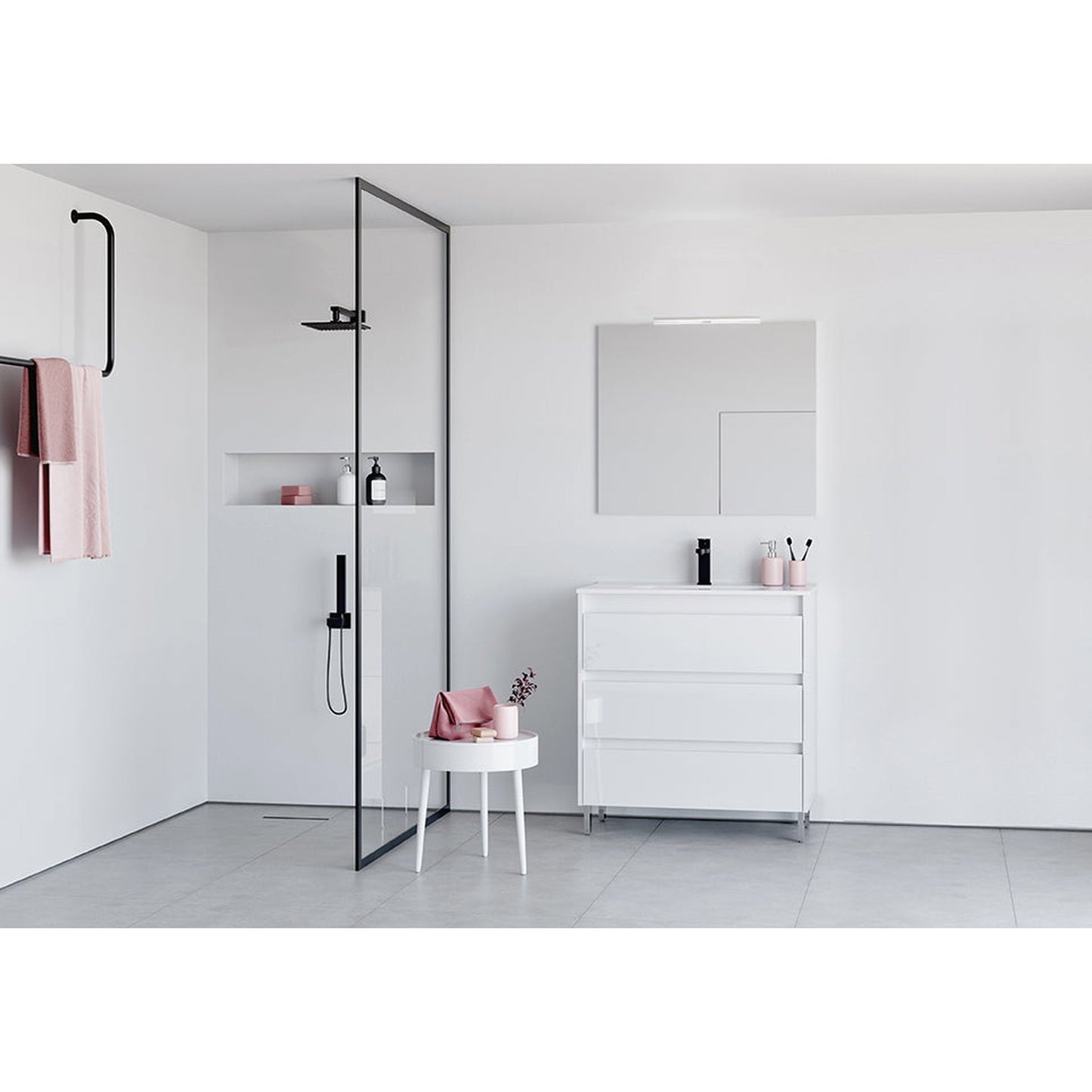 Royo Sansa 24" x 18" White Modern Freestanding Vanity With 3 Drawers