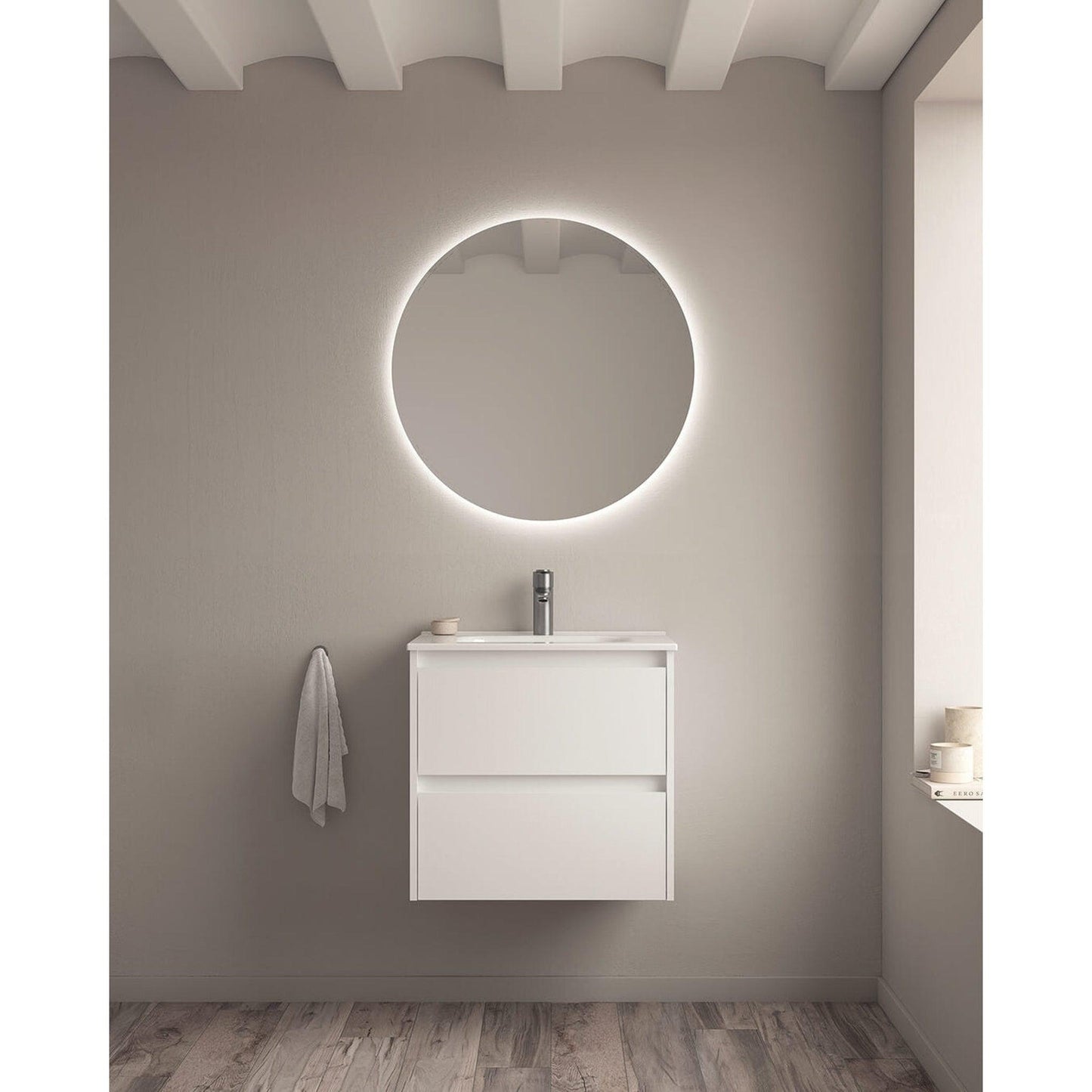 Royo Sansa 24" x 18" White Modern Wall-mounted Vanity With 2 Drawers