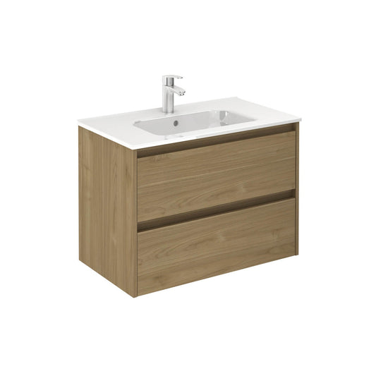 Royo Sansa 32" x 18" Toffee Walnut Modern Wall-mounted Vanity With 2 Drawers