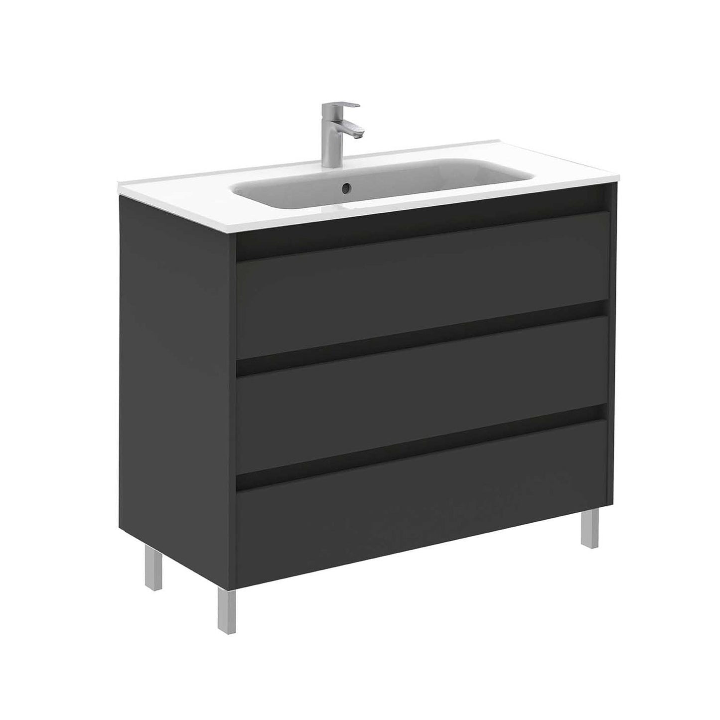 Royo Sansa 40" x 18" Anthracite Modern Freestanding Vanity With 3 Drawers