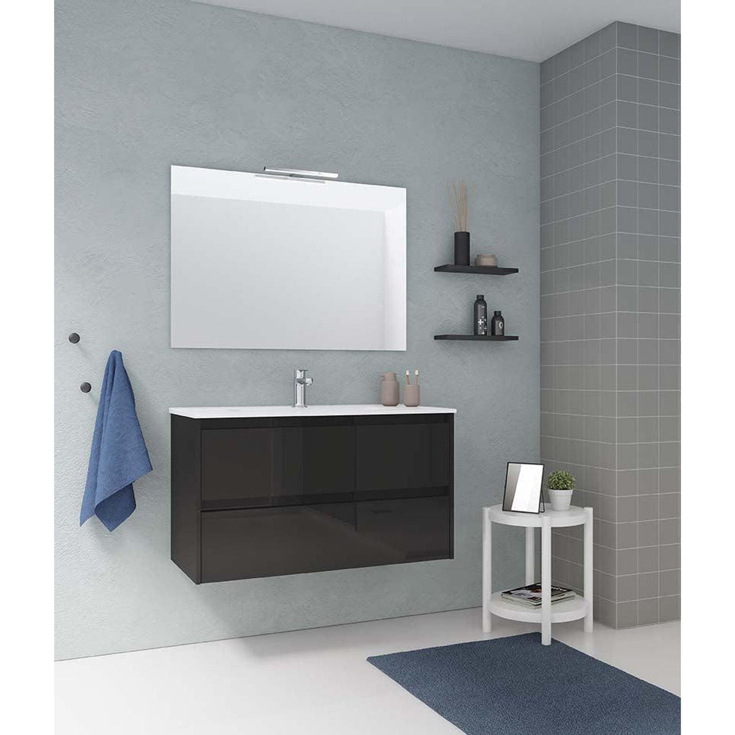 Royo Sansa 40" x 18" Anthracite Modern Wall-mounted Vanity With 2 Drawers