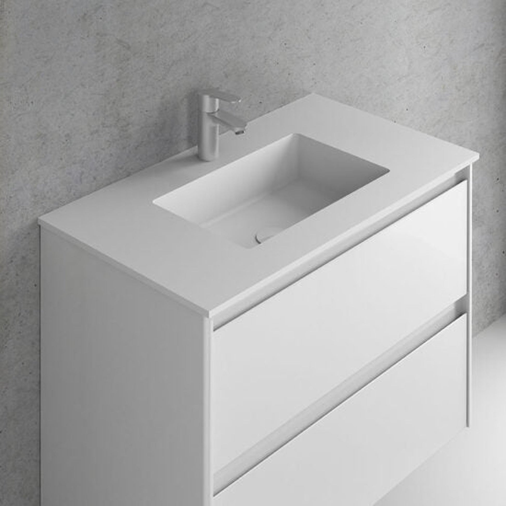 Royo Sky 24" x 18" Modern Rectangle Matt White Mineral Cover Sink