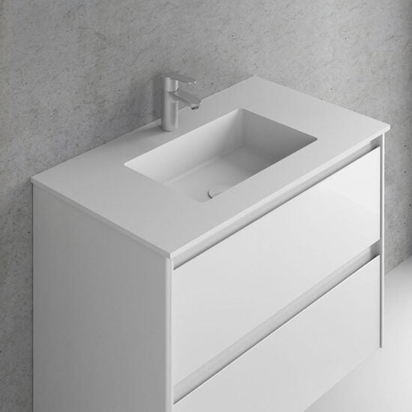 Royo Sky 32" x 18" Modern Rectangle Matt White Mineral Cover Sink