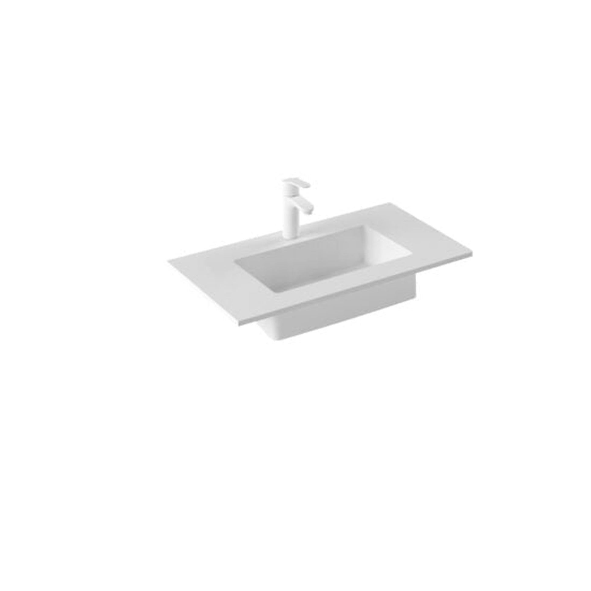 Royo Sky 32" x 18" Modern Rectangle Matt White Mineral Cover Sink