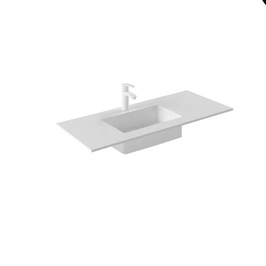 Royo Sky 40" x 18" Modern Rectangle Matt White Mineral Cover Sink