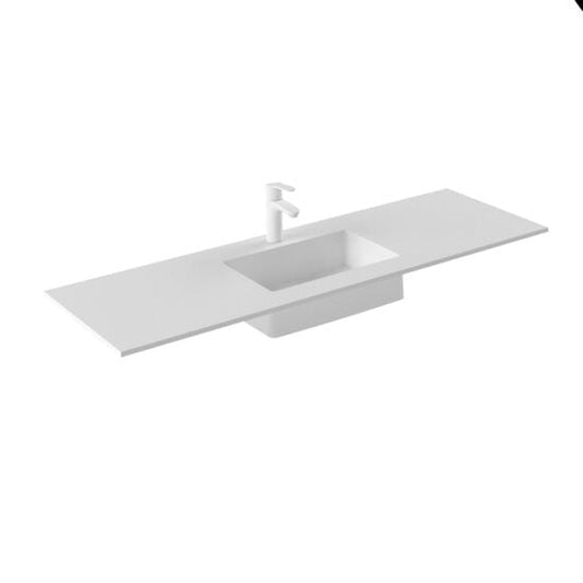 Royo Sky 48" x 18" Modern Rectangle Matt White Mineral Cover Sink